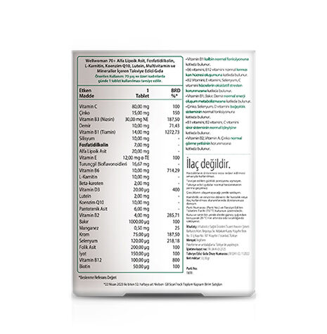 Vitabiotics Wellwoman 70+ Takviye Edici Gıda 30 Tablet - Görsel 2
