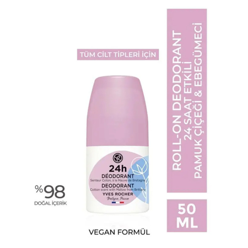 Yves Rocher Roll-on Deodorant - Pamuk Çiçeği ve Ebegümeci 50 ml - Görsel 2