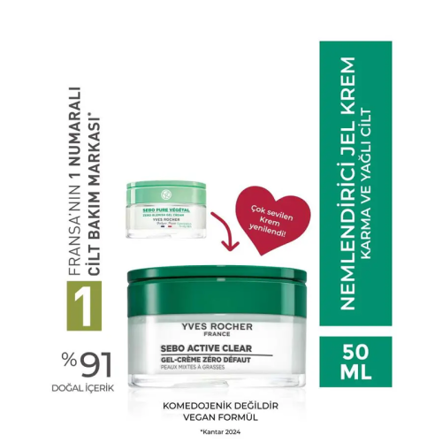 Yves Rocher Sebo Vegetal Gözenek Sıkılaştırıcı Nemlendirici Jel Krem 50 ml - Görsel 2