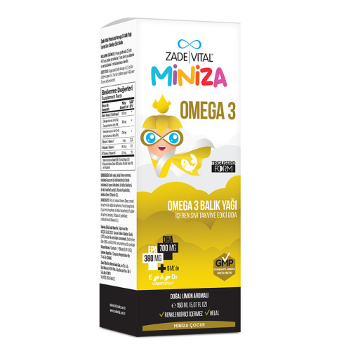 Zade Vital Miniza Omega 3 - Balık Yağı İçeren Sıvı Takviye Edici Gıda 150 ml - Görsel 2