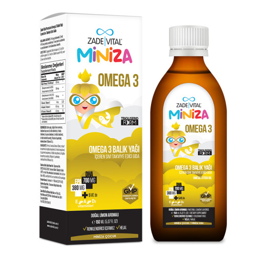 Zade Vital Miniza Omega 3 - Balık Yağı İçeren Sıvı Takviye Edici Gıda 150 ml - Görsel 3